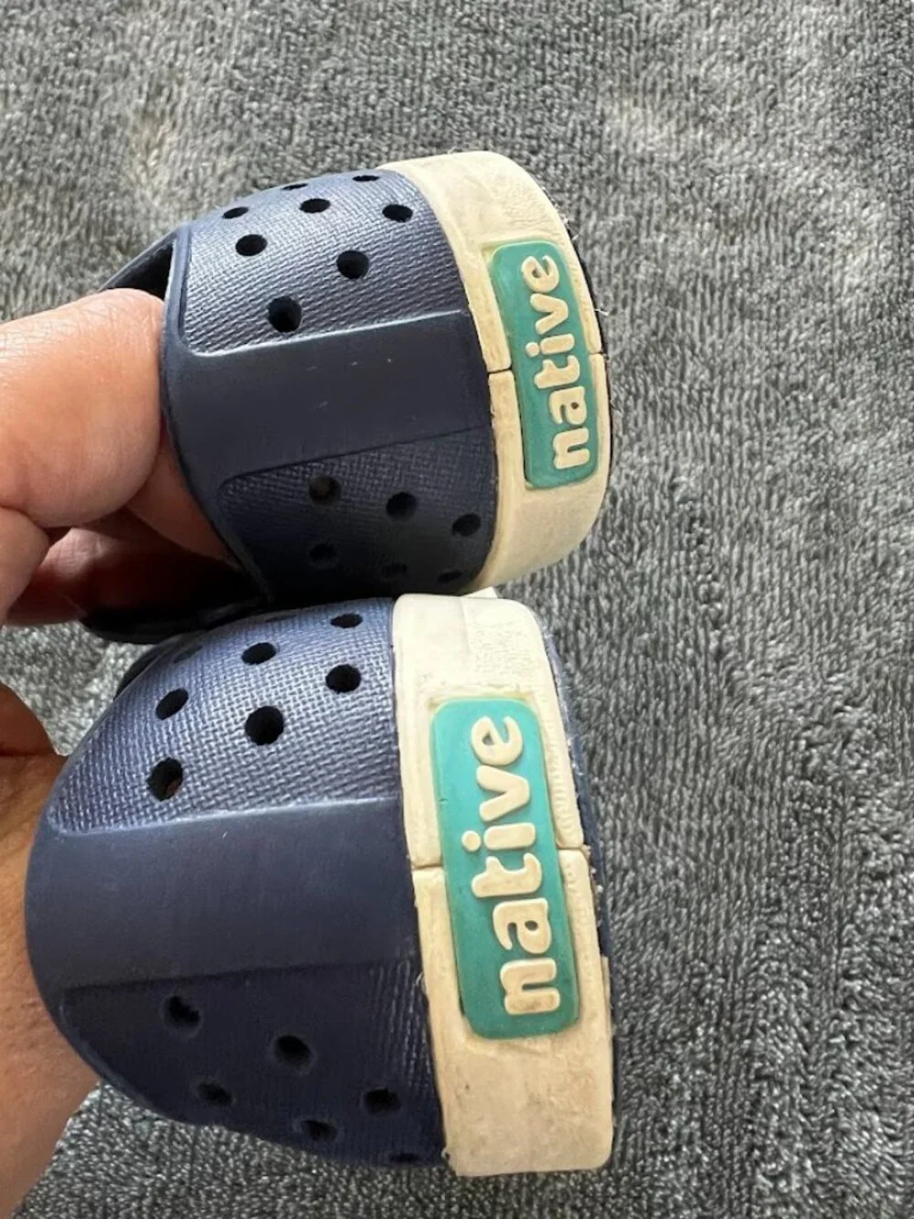 Native Jefferson Blue White Unisex Kids Slip-On Casual Round Toe Shoes Size C7